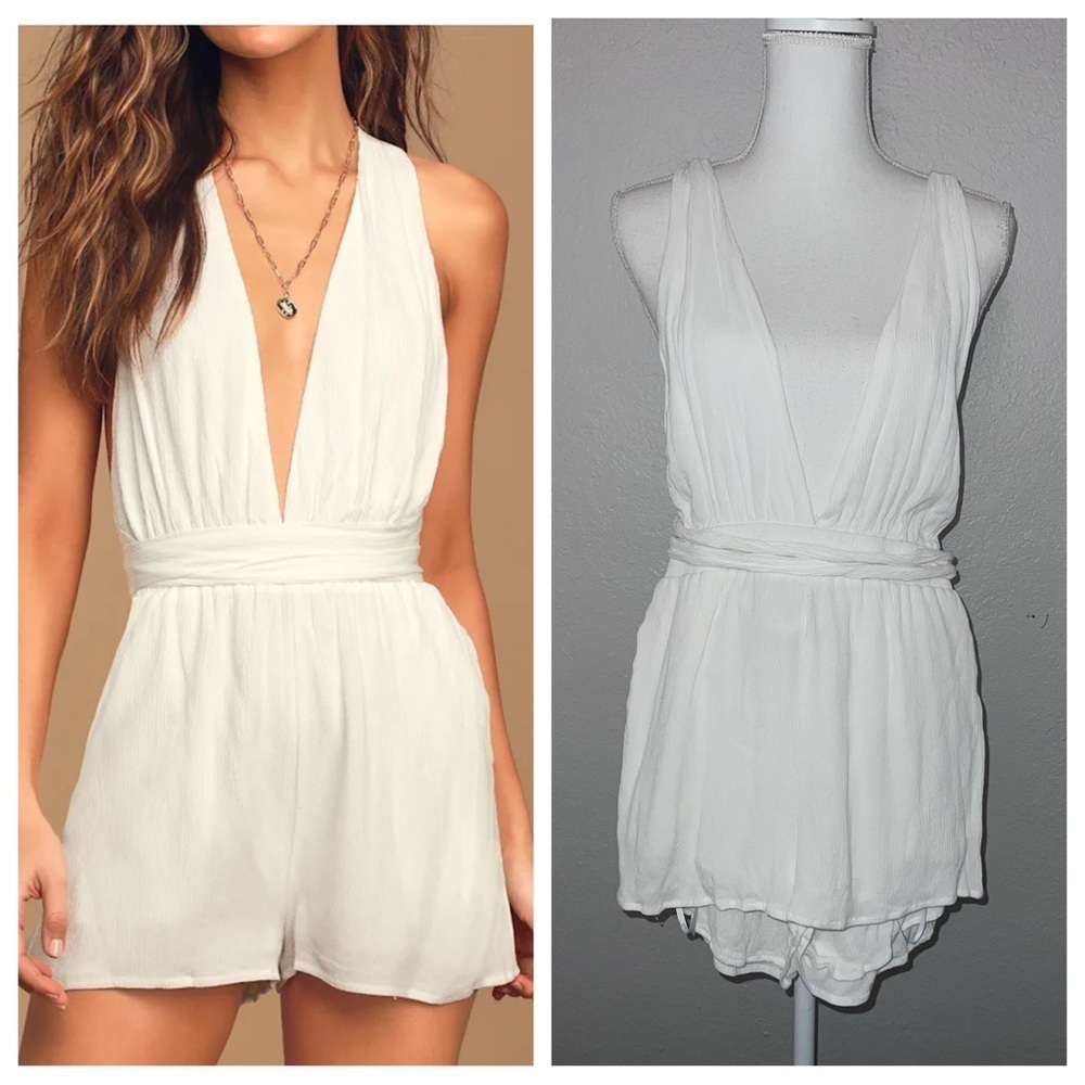 Lulus Women Milos White Convertible Halter Romper